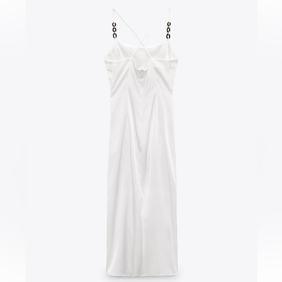 ZARA  CHAIN STRAP SATIN EFFECT DRESS - Picture 3 of 4